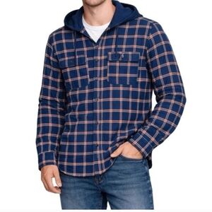 Nwt Original Use Navy and Orange Plaid Button-Up Shirt Medium